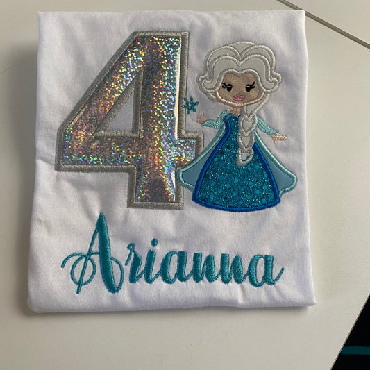 Elsa Embroidered Birthday Shirt