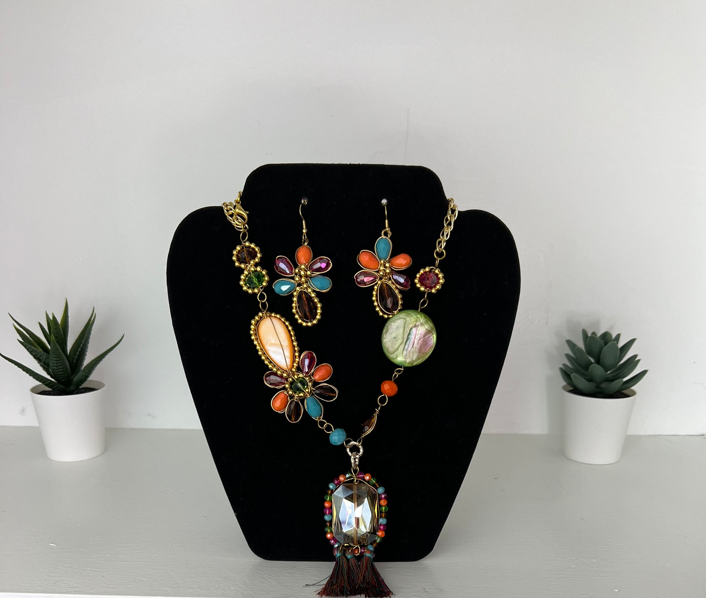 Colorful Hand Made Necklace and Earring Set